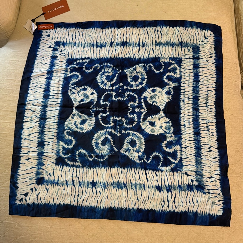 Nwt Altuzarra Scarf Blue Tiedye 100 Silk